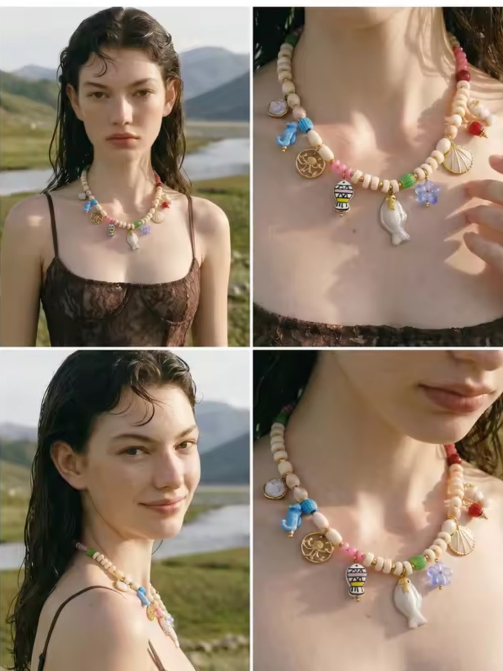 Colorful Beach Charm  Beaded Necklace - Picture 6 of 11